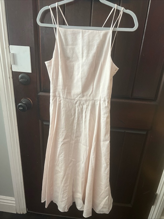 Theory Dresses & Skirts - Theory linen blend square neck vol dress Spaghetti-Strap Midi Dress in parchment